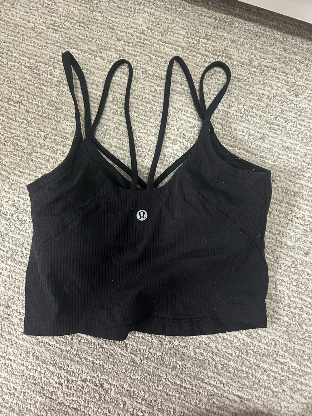 lululemon athletica Black Ribbed Strappy Crop Tank size 2